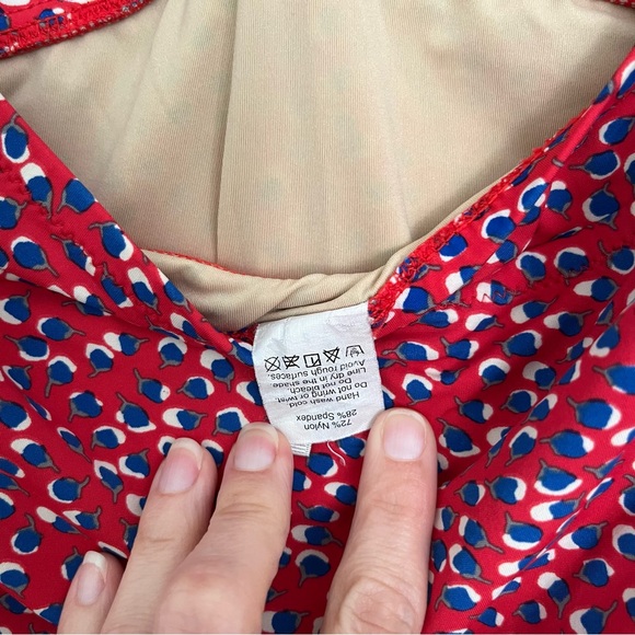 J. Crew Red and Blue Floral Full Coverage Swimsuit - Picture 6 of 10